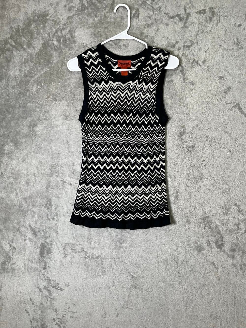 Missoni for Target Chevron Knit Tank Black White Large Y2K Mod Graphic Zigzag